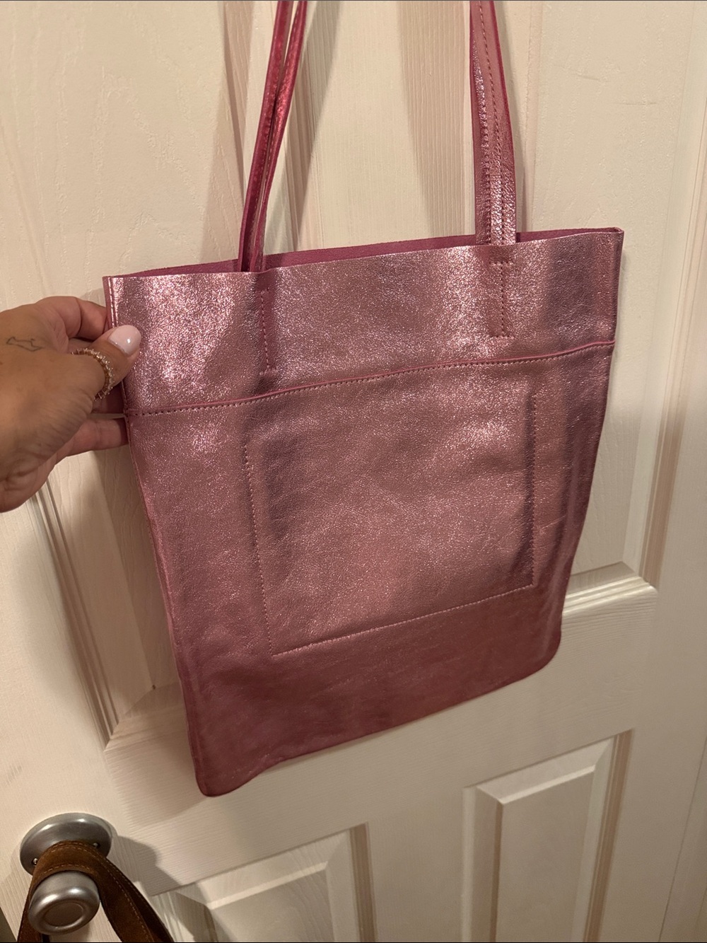 NWT Madewell Leather Pink Tote Bag